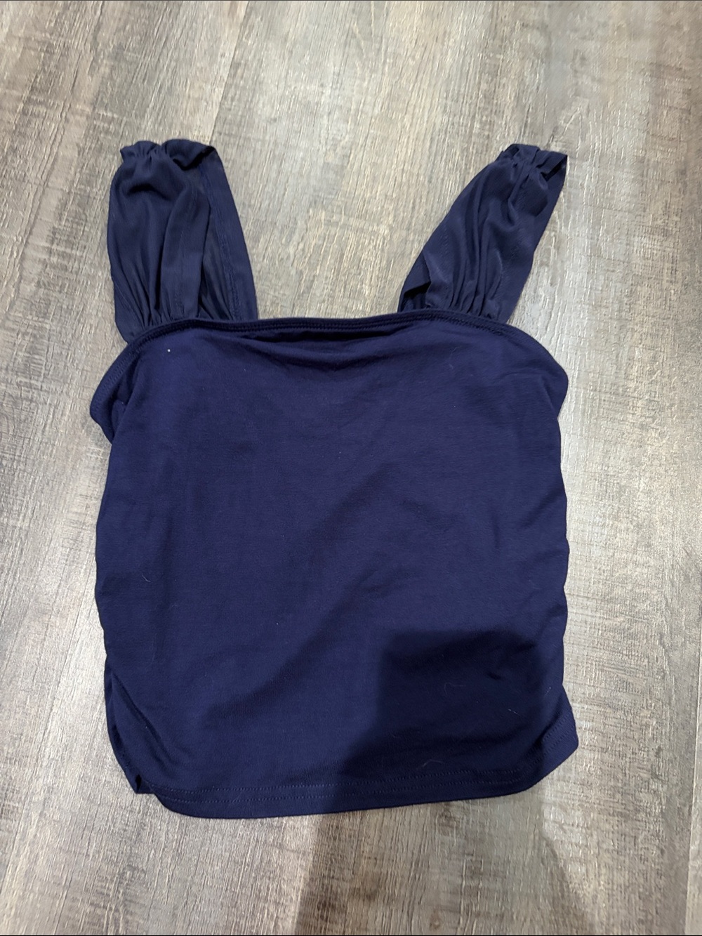 Women’s Navy Square Neck Tank Top with Ruched Straps